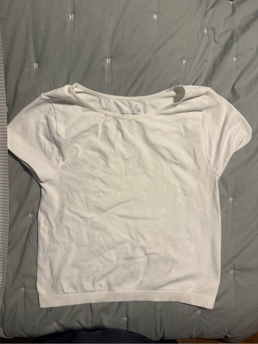 Free People White Boatneck Short-Sleeve Top